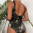 thumbnail image 4 of WREESH Womens One Piece Swimsuit Deep V-Neck Swim Suits Vintage Printed Swimwear Conservative Swimwear Printed Beach Skirt Set Sleeveless Bathing Suits Black, 4 of 4