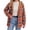 Orange Plaid, variant on Womens Plus Size Plaid Jacket Button Down Hooded Fleece Jackets Fall Winter Coat with Pockets