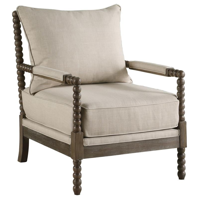 Best Master West Palm Solid Wood Living Room Accent Chair in Rustic Oak