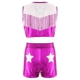 thumbnail image 2 of TiaoBug Kids Girls Western Cowgirls Outfits Cheerleading Crop Top with Metallic Shorts Set for Stage Performance Hot Pink 14, 2 of 7