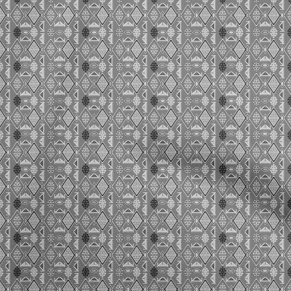 oneOone Viscose Jersey Gray Fabric Asian Kilim Craft Projects Decor Fabric Printed By The Yard 60 Inch Wide