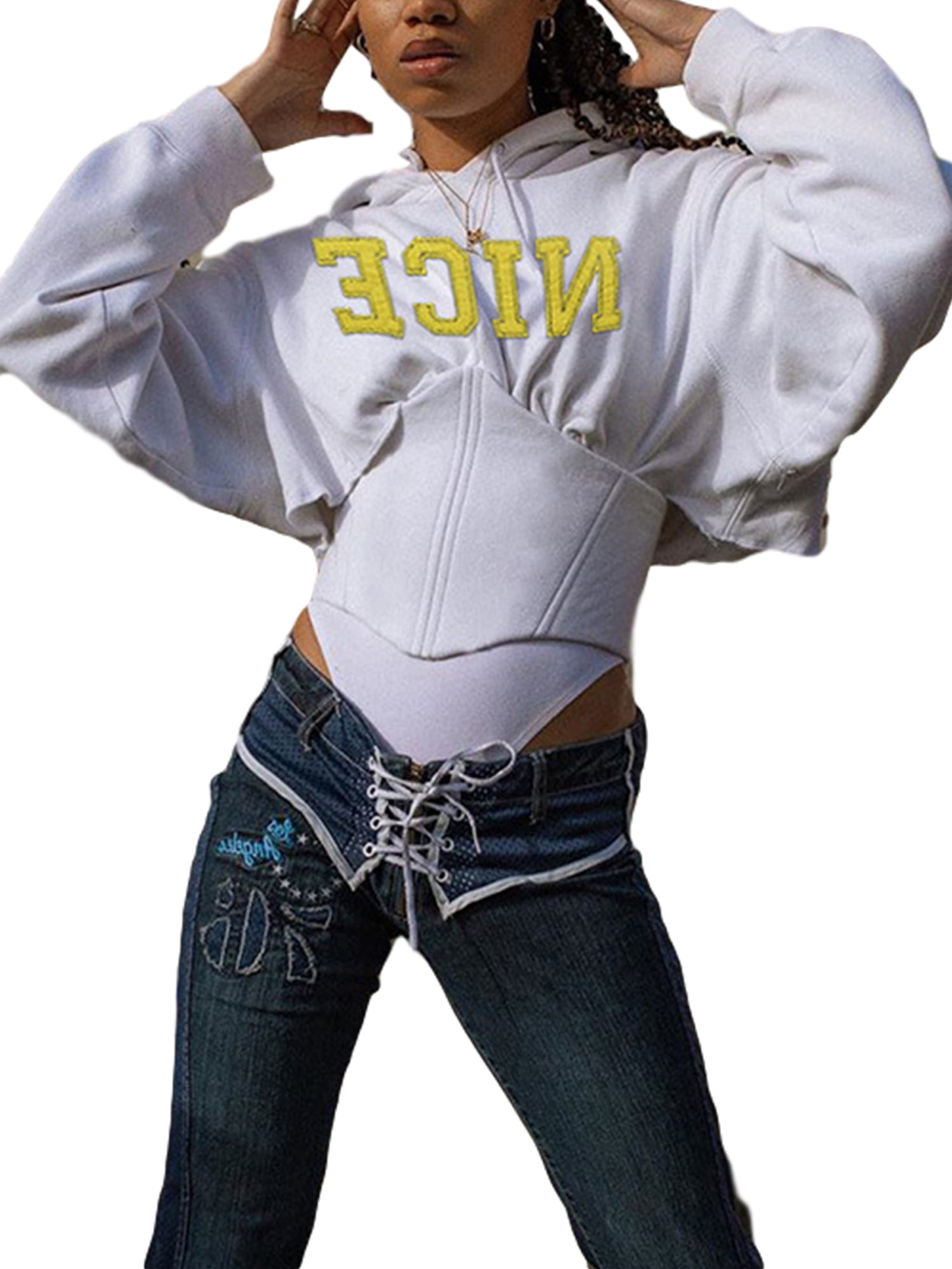 lace up cropped hoodie