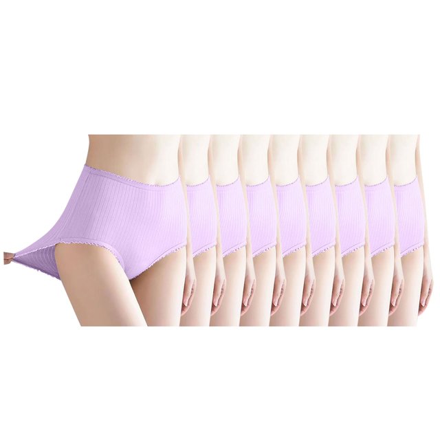 Posijego Lot de 9 Culottes en Coton pour Femmes Taille Haute Couvrance Totale Extensible Multi-pack