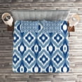 thumbnail image 2 of Ambesonne Dark Blue Quilted Coverlet 3 Pcs, Ikat Motif Ethnic, King Size, Dark Blue and White, 2 of 2
