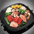 thumbnail image 3 of Korean BBQ Grill Pan Korean Style Square BBQ Plate with Stone Portable Gas Stove Barbecue Grill Home Outdoor Cooking, 3 of 6