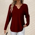 thumbnail image 2 of tarylea Womens Tops Notch Neck Solid Color Pullover Long Sleeve Irregular Hem Shirts Fall Loose Trendy Dailywear Business Casual Tops, 2 of 8