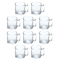 Small Glass Coffee Mugs 9 oz. Set of 10, Bulk Pack - Perfect for Coffee, Tea, Espresso, Hot Cocoa, Other Beverages - Clear