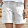thumbnail image 4 of Comfy Stretch Twill Shorts for Women Casual Summer Shorts Elastic Waist Pull on Denim Jean Shorts Plus Size White M, 4 of 7