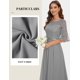 thumbnail image 3 of Vestido de dama de honor Wedtrend con encaje floral de chifón WT0314 gris, 3 of 6