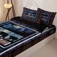 thumbnail image 3 of Erosebridal Rustic Cabin Plaid Bear Zipper Twin Comforter Sets with Fitted Sheet and 2 Pillowcases,Lake Pine Moon Silhouette Zipper Bedding Set,Brown Navy,Black Reversible, 3 of 6