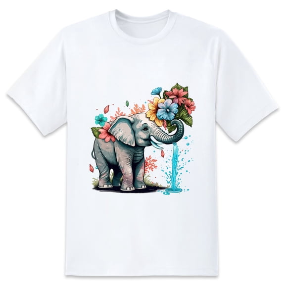 Men's Graphic TeeWatercolor Elephant Letter Print T-Shirts Round Neck Short Sleeves Sizes XS-5XL Summer Daily Casual Tops