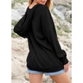 thumbnail image 3 of Sidefeel Sweatshirts for Women V Neck Waffle Knit Long Sleeve Sweatshirt Lightweight Fashion 2024 Black 2XL US18-20, 3 of 7