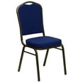 thumbnail image 3 of 4 Pk. HERCULES Series Crown Back Stacking Banquet Chair in Navy Blue Patterned Fabric - Gold Vein Frame, 3 of 9