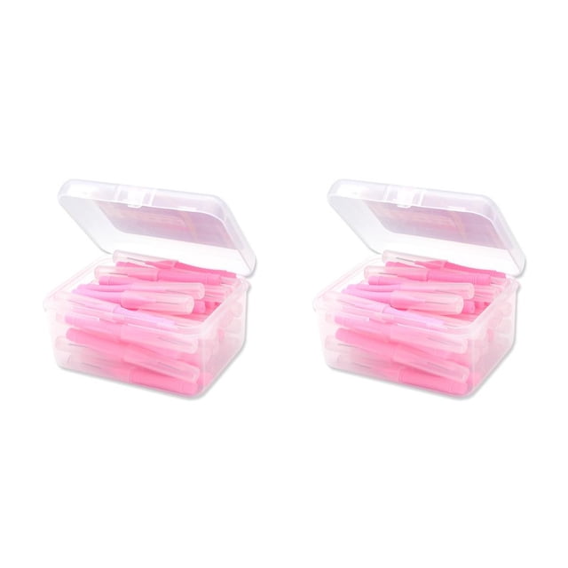 Vogacara 40 Uds cepillo interdental Push-Pull cepillos de en forma de I herramienta de higiene bucal portátil al aire libre viajes Rosa 0.7 mm 2piezas