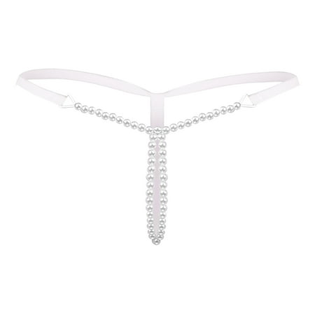 yunLCZ Women s Cotton Underwear High Waist Sexy Women Pearl G String And Thongs Solid Low Waist Underwear