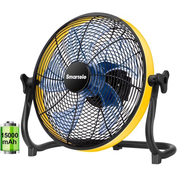 16“ Rechargeable Floor Fan,Up to 30 Hours Outdoor Fan,15000mAh Battery Powered Fan for Garage Industrial Camping Car Travel Hurricane 16Inch