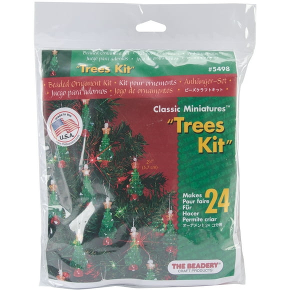 Kit d'Ornement Perlé de Vacances-Mini Arbres 2.25 Pouces Fait 24
