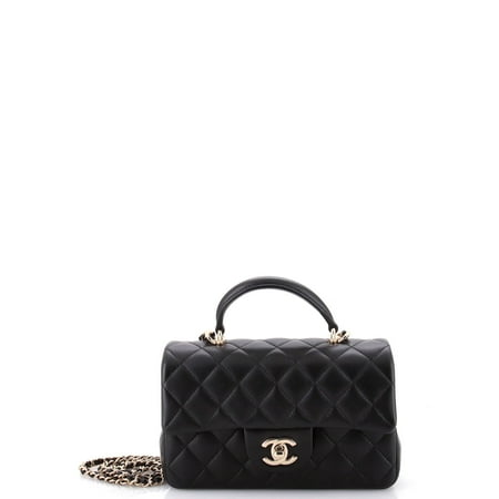 Pre-Owned Classic Single Flap Top Handle Bag Quilted Lambskin Mini by Rebag