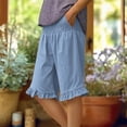 thumbnail image 2 of Womens Summer Bermuda Shorts Knee Length Elastic Waist Flared Ruffle Hem Shorts Beach Lounge Casual Shorts, 2 of 7
