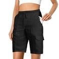 thumbnail image 2 of Bermuda Shorts for Women 2026 Summer Cotton Elastic High Waist Straight Leg Casual Cargo Shorts with Pockets, 2 of 5
