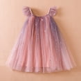 thumbnail image 4 of EnJoCho Robe de Fête d'Été pour Filles Tout-Petits Robe à Manches Volantes pour Enfants Robe en Maille à Pois et Sequins Dégradés Robe de Princesse, 4 of 6