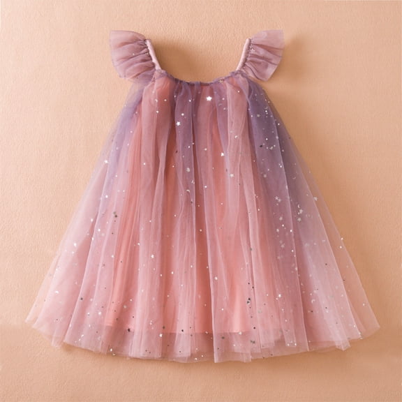 Vedolay Little Girls Dress Toddler Baby Girls Summer Dress Ruffle Straps Princess Sundress Floral Printed Casual Beach Holiday Dress,Purple 18-24 Months