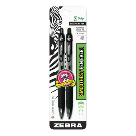 Z-Grip Retractable Ballpoint 1.0mm Black 2pk