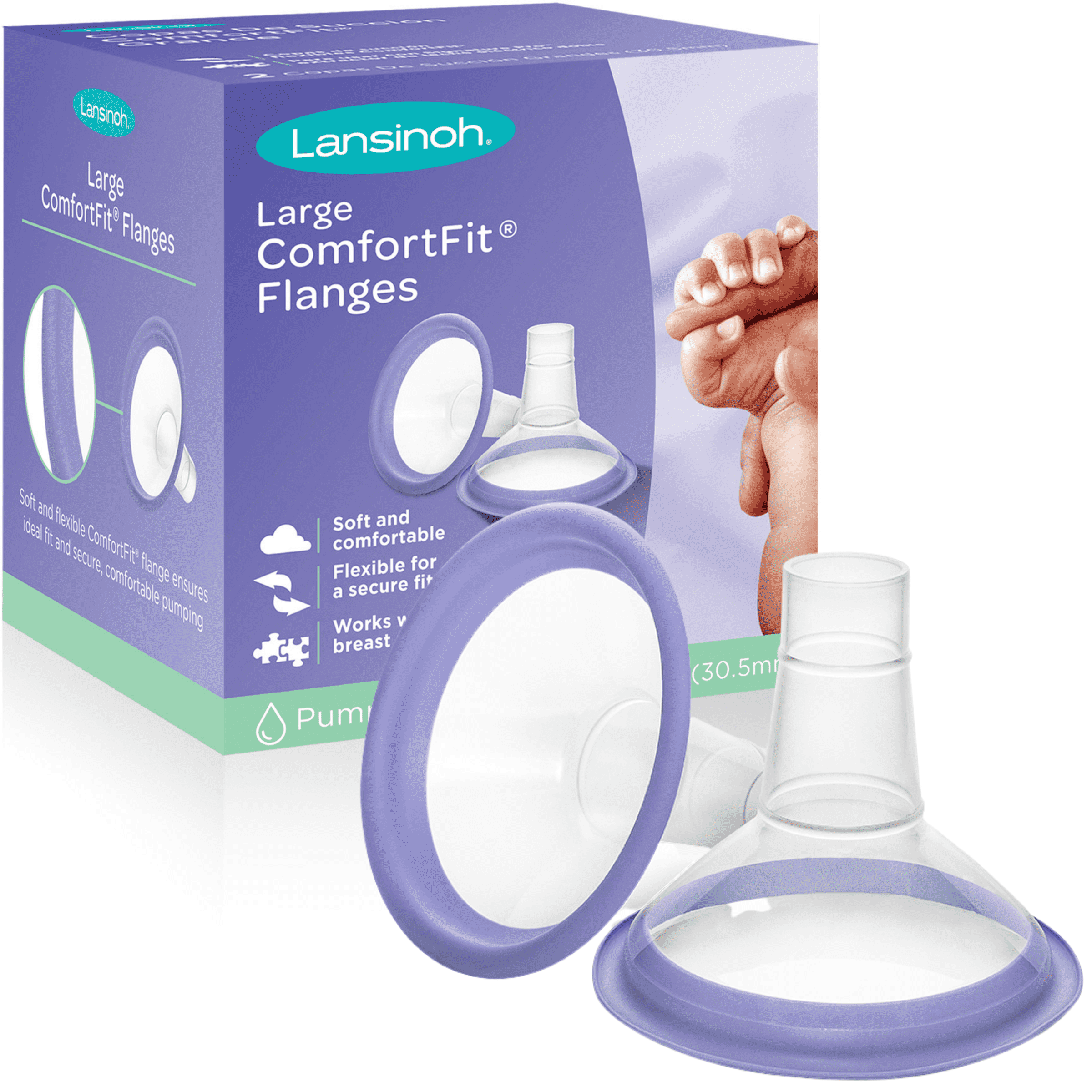 Lansinoh ComfortFit Breast Pump Flanges, 2 Count Large Size Walmart
