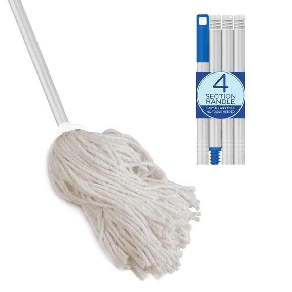 LOLA Cotton Deck Mop W/ 4-Ply High-Quality Yarn, Resin Coated 4-Piece Steel Handle