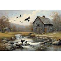300 Piece Jigsaw Puzzle Charles Wysocki - Blackbirds Roost at Mill Creek - Fun and challenging Positive Thinking Party Entertainment Perfect Family Puzzles