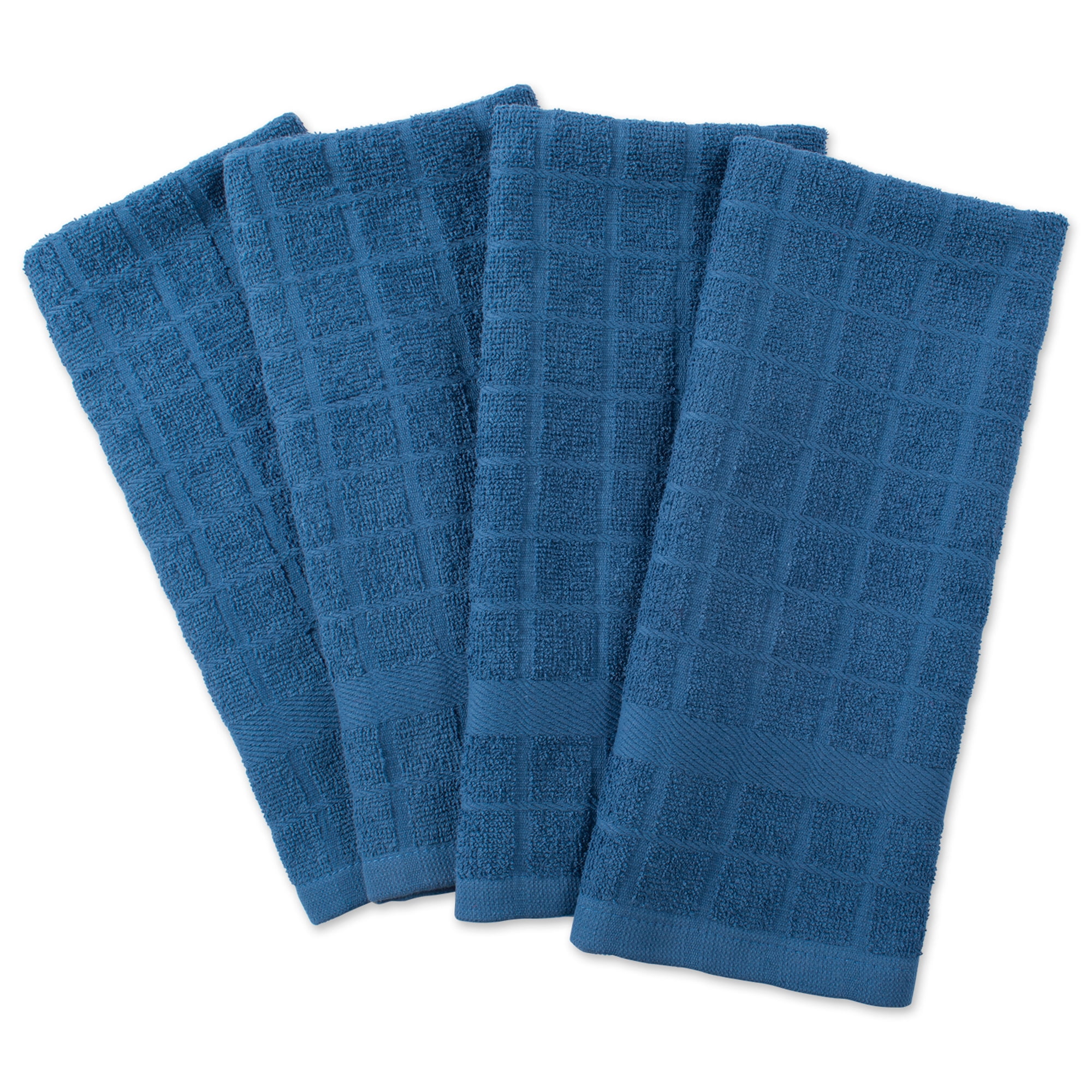 Set of 4 Solid Blue Terry Dish Towel, 26"