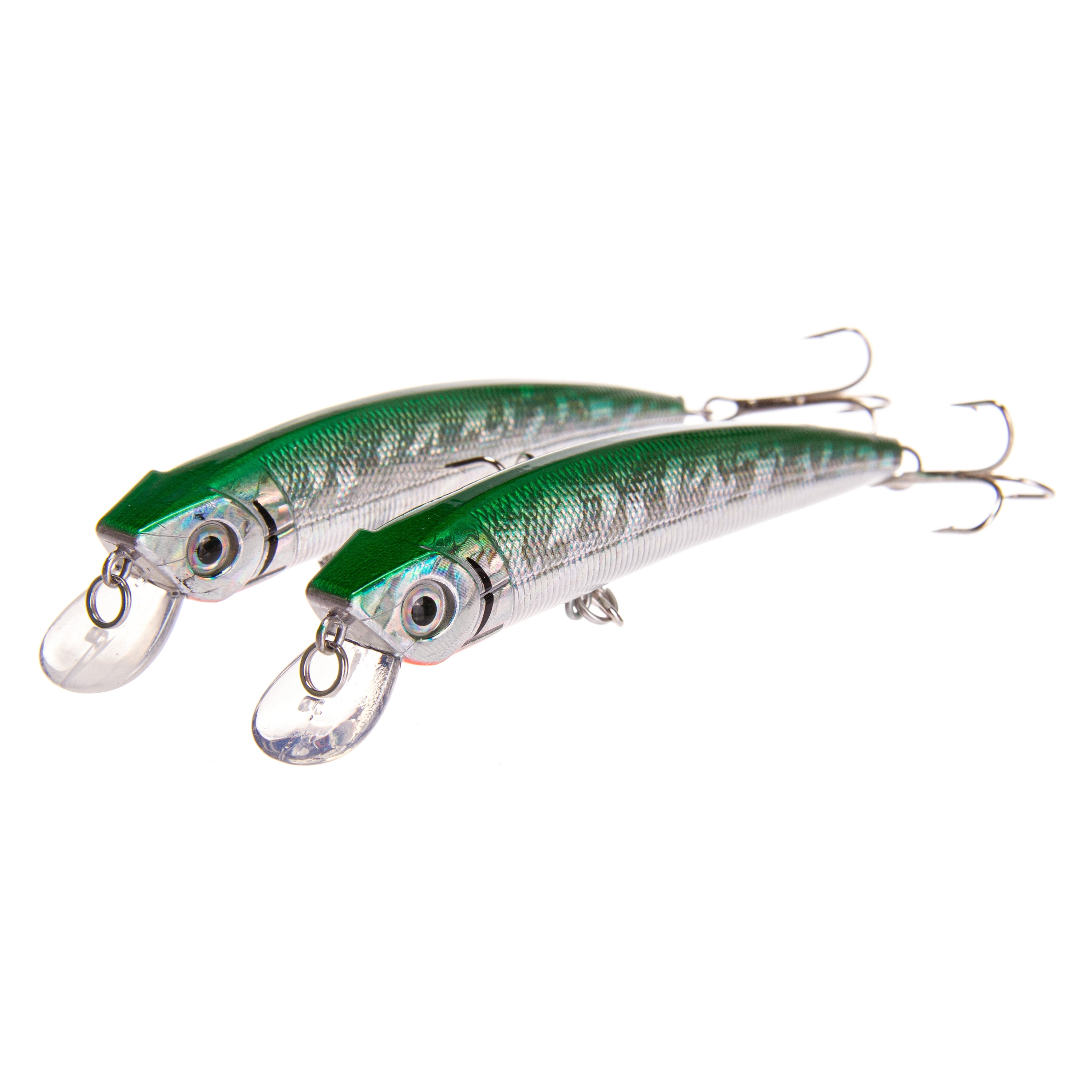 Ozark Trail Inshore Saltwater Minnow Fishing Lures, Green/Silver, Hard Bait, 2-Pack