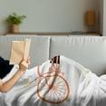 thumbnail image 3 of Bicycle Soft Flannel Fleece Throw Blanket, Lets Bike Hand Lettering Words and Retro Vehicle Summertime Hobby, Cozy Plush for Indoor and Outdoor Use, 70" x 90", Pale Yellow Black, by Ambesonne, 3 of 5