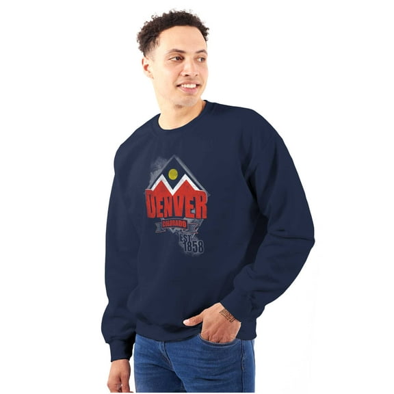 Retro Mountain Peaks Denver Colorado Sweatshirt for Men or Women Brisco Brands S