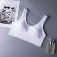 thumbnail image 3 of Jinhomg Sports Bras for Women Comfy Seamless Full Coverage Wireless Bra Solid Everyday Bras Ladies Sleep Bras with Removable Bra Padded Spring Saving White L, 3 of 5