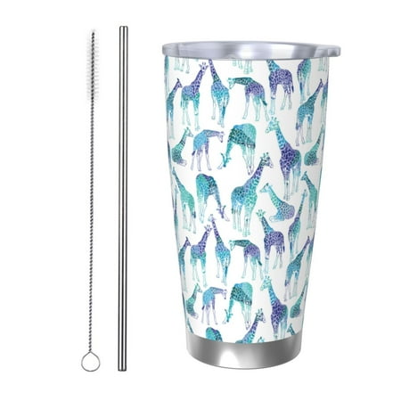 

Qekee Cool Giraffe Print 20OZ Car Cup Stainless Steel Vacuum Insulated Tumbler Tumbler Cup With Lid And Straw Travel Coffee Mug-Straw Two-piece Set