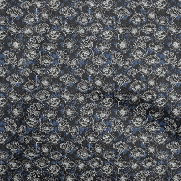 oneOone Cotton Cambric Black Fabric Tropical Sewing Material Print Fabric By The Yard 56 Inch Wide
