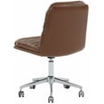 thumbnail image 5 of SAFAVIEH Couture Decolin Vegan Leather Mid Back Swivel Desk Chair, Brown/Silver, 5 of 7