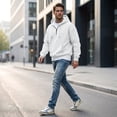 thumbnail image 6 of Men's Quarter Zip Pullover Hoodies Half Zip Hoodie Men Long Sleeve Hoodie Fleece Casual 1/4-Zip Sweatshirt Light Gray M, 6 of 6