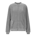 thumbnail image 4 of RYRJJ Women's Sherpa Fleece Jacket Long Sleeve Fuzzy Soft Comfy Fall Coat Zip Up Bomber Winter Jackets with Pockets(Gray,S), 4 of 6