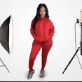 thumbnail image 1 of Women Solid Color Sets Pullover Lounge Wear Suit Sport Set Long Sleeve Tops+Pant, 1 of 7