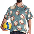 thumbnail image 4 of Baseball Men's Short Sleeve Hawaiian Beach Poplin Shirt Casual Printed Button Down Summer Unisex Shirt, 4 of 6
