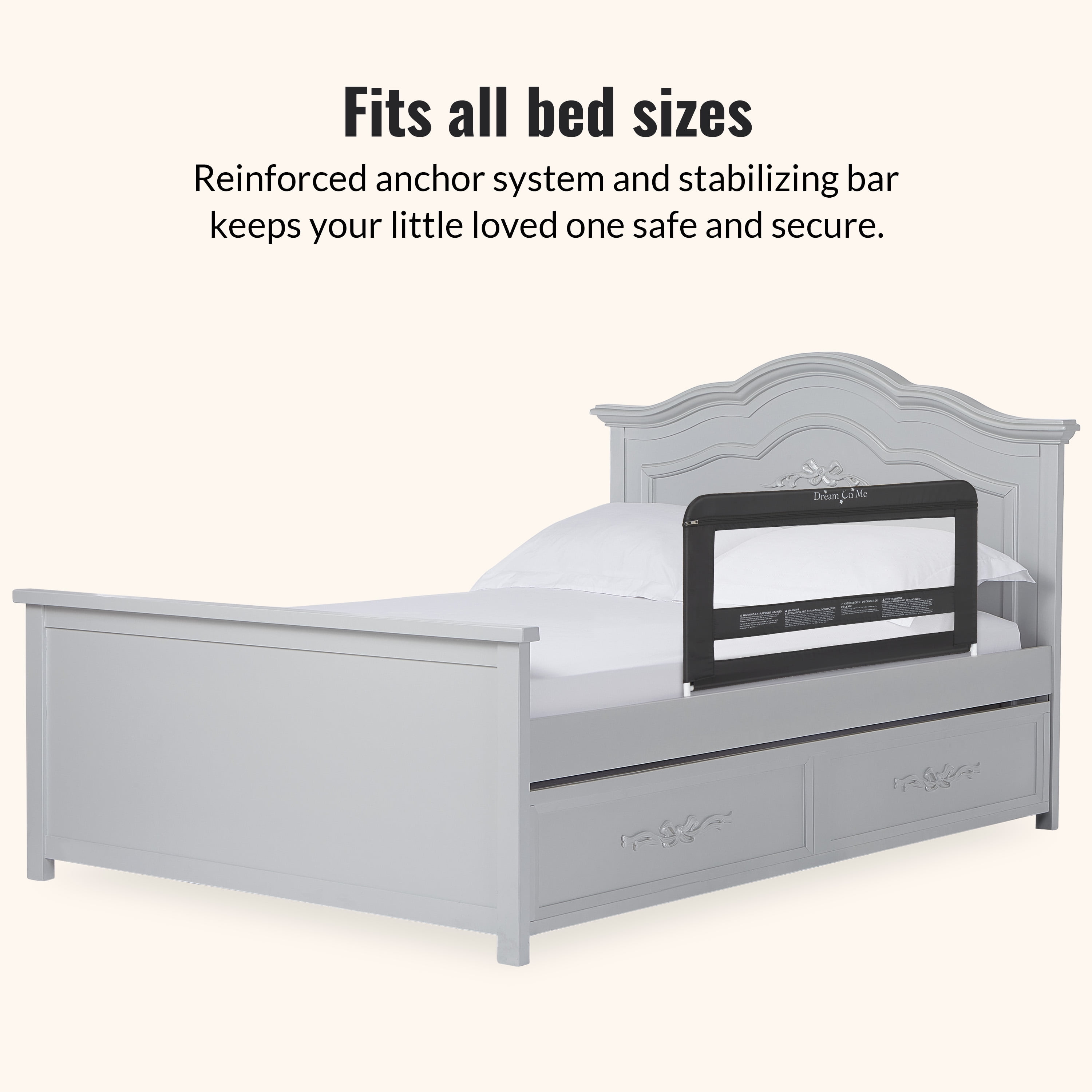 Dream On Me Lightweight Mesh Security Adjustable Bed Rail for Toddler in Black, Fits for Twin, Full, Queen, Toddlers and Bunk Size Beds with a Mattress height less than 5" inches only.