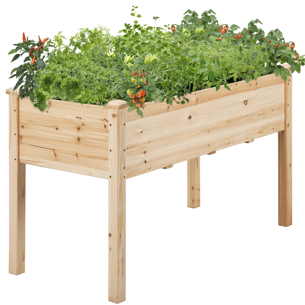 Storage Shelf Protective Liner Best Choice Products Raised Garden Bed 48x24x32-inch Mobile Elevated Wood Planter w/Lockable Wheels