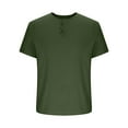 thumbnail image 5 of BXINGOHAI Mens Casual Henley Shirts Linen Short Sleeve V Neck Collar Shirt Beach Summer Lightweight Tops Army Green,XXL, 5 of 7