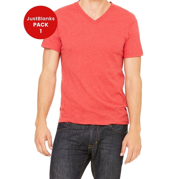 JustBlanks Triblend V Neck Short Sleeve Tee Side Seams Sizing Retail Fit Pre Shrunk