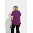 thumbnail image 6 of CASSIE LIZ Plus Size Polo Shirts Womens Summer Purple Shirts V Neck Ladies Shirts with Collar Fashion Business Short Sleeve Collared Shirts Casual Loose Fit Spring Tops XL 14W 16W, 6 of 6