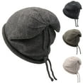 thumbnail image 1 of Women Men Hat Knitting Drawstring Solid Color Soft Piled Decorative Head Protection Elastic Unisex Skull Beanies for Daily Wear,Grey, 1 of 8