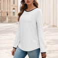 thumbnail image 2 of Towmus Womens Long Sleeve Shirts Loose Fit Crew Neck Trend Fall and Winter Clothes Going Out Basics Tees, 2 of 6