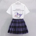 thumbnail image 4 of Camiseta de estilo universitario Kawaii Sanrio Kuromi, traje de falda de Cosplay, ropa de verano para niña, Falda plisada, 4 of 5